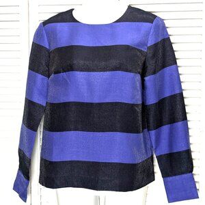 Banana Republic Black Blue Shimmer Rugby Stripe Button Back XS NWT sparkle